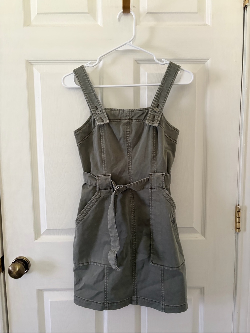 American Eagle Outfitters Olive Green Tie-Waist Mini Dress